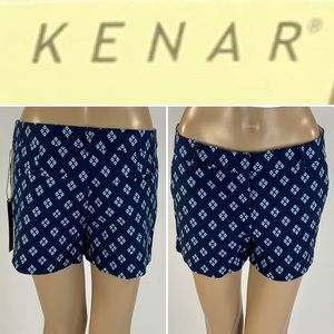 BNWT KENAR preppy navy geo print shorts